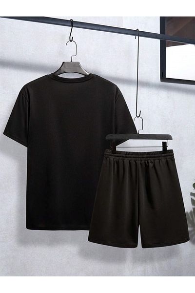 MOONBULL Men's Plain T-shirt-Shorts Set