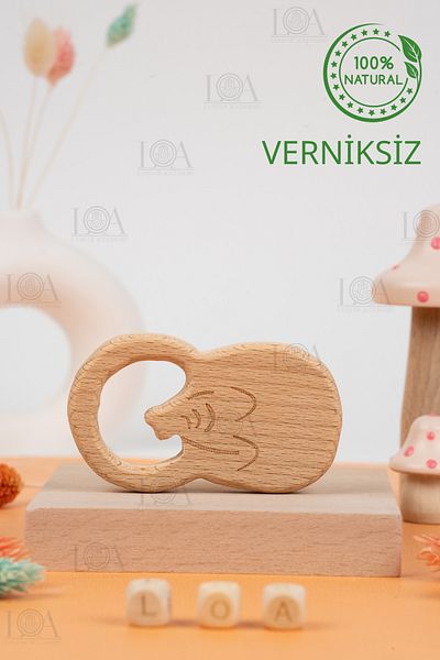 LANDOFACCESSORY Wooden Teether - Tooth Soothing - Natural Non-Varnished Teether