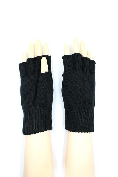 cappello Ceppello Black Knitwear Unisex Half Finger Gloves Capeftzr01