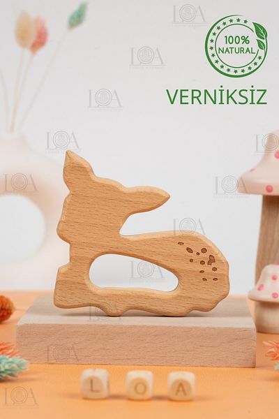 LANDOFACCESSORY Wooden Teether - Tooth Soothing - Natural Non-Varnished Teether