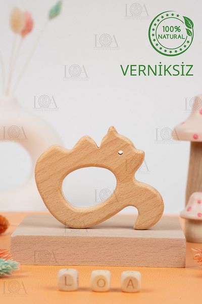 LANDOFACCESSORY Wooden Teether - Tooth Soothing - Natural Non-Varnished Teether