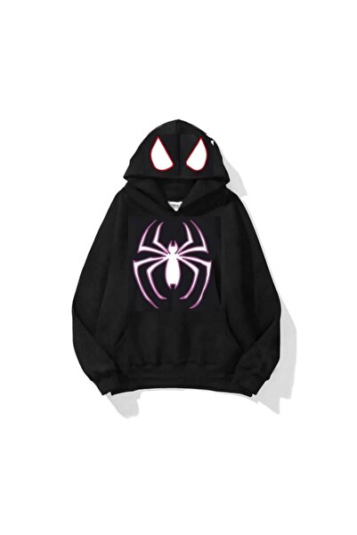 blausee wear Spider cu imprimeu Negru cu glugă Roz cu imprimeu Swea tricou & ...