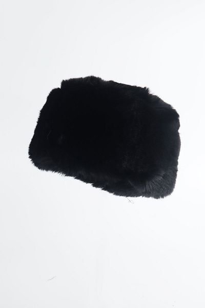 Kapin Black Faux Fur Plush Heart Hat