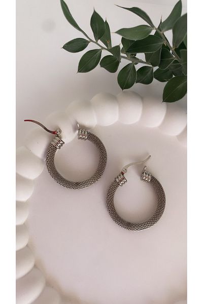 VNS Accessories Steel Design Hoop Earrings