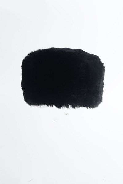 Kapin Black Faux Fur Plush Heart Hat