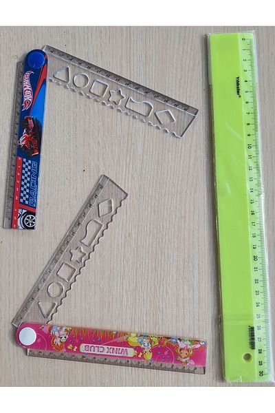 Yıldızlar Ruler Set 3 Pieces Ruler Colorful, Winx Club Folding Geometric Shaped Ruler