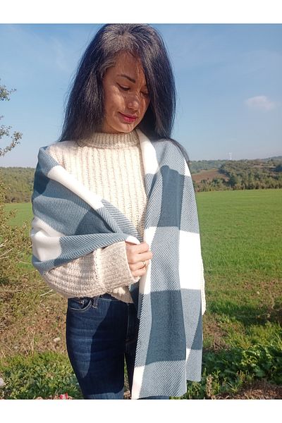 arslan deco Fleece Shawl, Checkered Shawl, Plaid Shawl