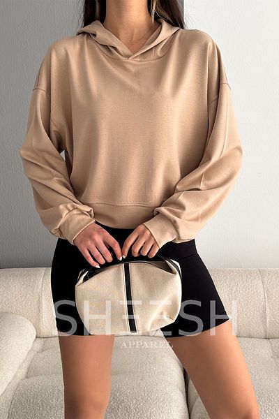 SHEESH APPAREL Soft Textured Modal Hooded Crop Hoodie Sweatshirt