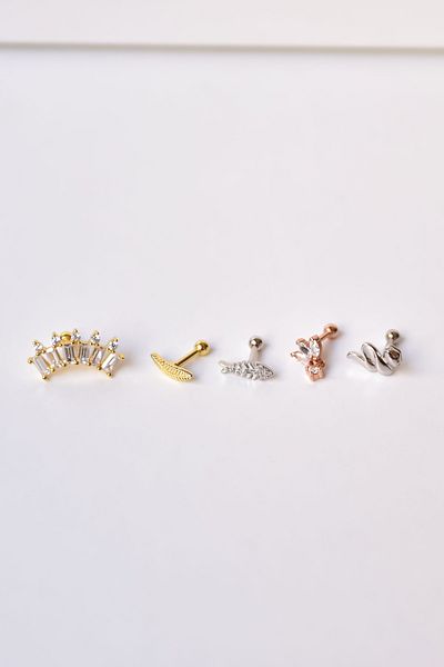 Sinsirella Steel Gold-Rhodium Plated Steel Tragus 5-Piece Earrings Combination4