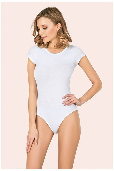 secret moda White Lycra Short Sleeve Women's Body Undershirt with Snap Fasteners