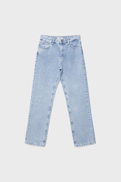 LİMABEL Amore Ice Snow Blue Women's Loose Lycra 90's Super High Loose Leg Denim Palazzo Trousers