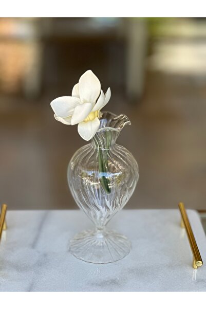 Shura Homeware Vază din sticlă suflată manuală Vază cu volane din sticlă cu d...