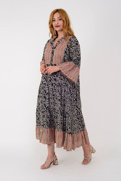 ZTO WOMEN AUTHENTIC PATTERNED COTTON LONG DRESS