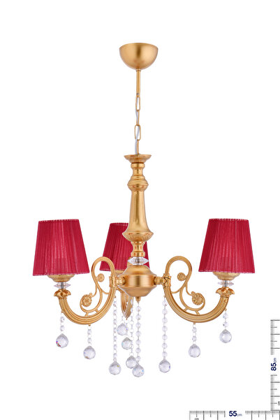 polataydinlatma TURNA 3 LÜ BORDO ŞAPKALI LÜX AVİZE (GOLD)