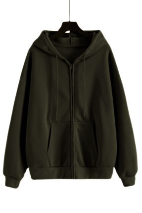 YAKAMEL Unisex Haki Kapu onlu Fermuarl Sweet Ceket Erkek Kad n Sweatshirt Fiyat Yorumlar Trendyol