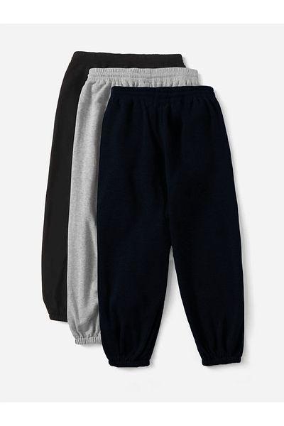 memowear Unisex Μαύρο-Γκρι-Μπλε ναυτικό 3 τεμαχίων 2 σχοινί πλεκτό ύφασμα φούτερ μέσης και ελαστικό πόδι