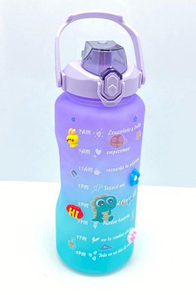 ALİNA HOME Motivational Colorful Sports Water Bottle Water Bottle 2 Liter Motivational Sports Water Bottle