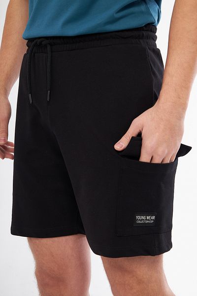 LİVE SPORT Ανδρικό σορτς Cargo με 3 νήματα, casual, μαύρο