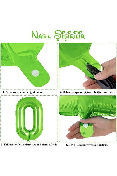 Patladı Gitti 0 Number Light Green Foil Balloon 32-34" Inc 82 Cm