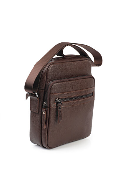 GENTE Ανδρική τσάντα ώμου από γνήσιο δέρμα χιαστί πολλαπλών τμημάτων GN072050DRL