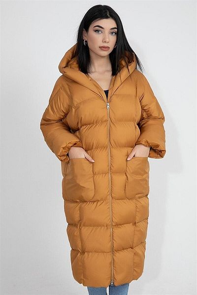 Mira Textil Women's Hooded Oversize Bat Sleeve Puffer Jacket