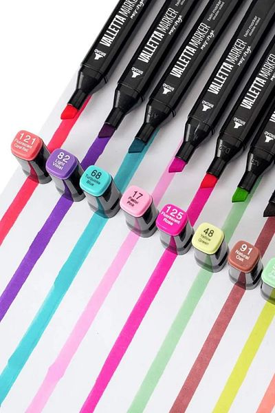 TİFOYS 48-Piece Double Sided Art Marker Felt Tip Pen Set with Bag