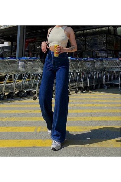 DRC trend Γυναικείο γυναικείο λύκρα Olga Σκούρο Μπλε Σούπερ Ψηλόμεσο Τζιν Παντελόνι