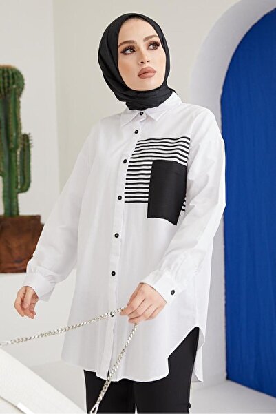 benguen 61409 Stripe Detailed Shirt White