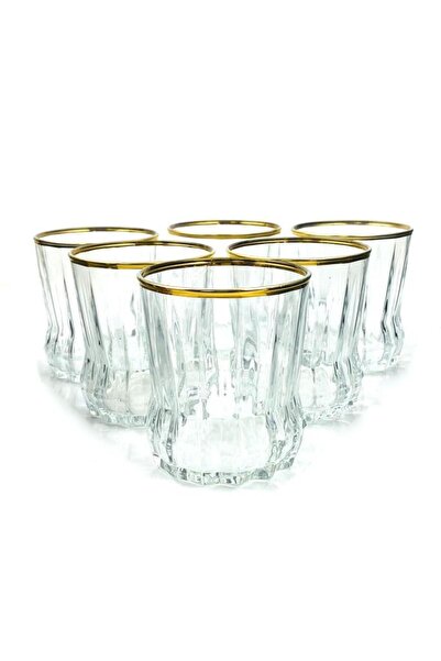 Tiesa Home 6lı Gaia 420164 Cam Altın Yaldızlı 270cc Viski Su Meşrubat Bardağı...