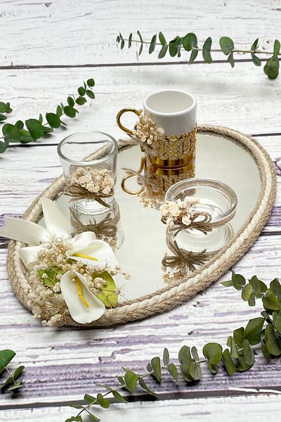 Lora Davet Σετ Δίσκος Καφέ Γαμπρού (1 ΤΕΜ) Λευκό 53216