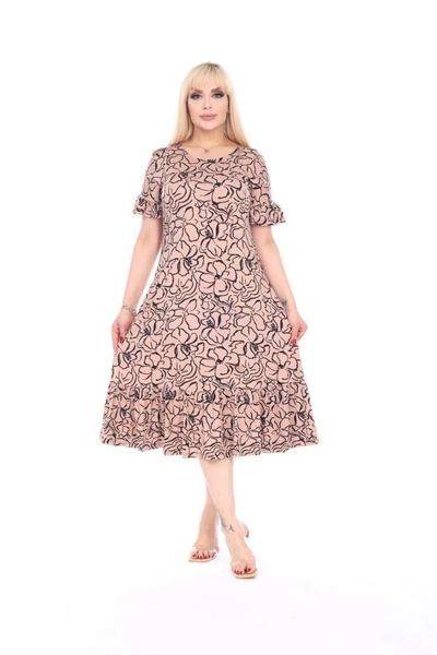 ModaSehle Women's Plus Size Skirt Ruffle Pocket Viscose Fabric Stretchy Short Sleeve Dress