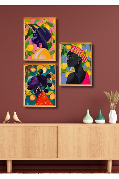 NT Handmade Set de pictură 3 bucăți cu aspect de cadru Afro-Trend Decor de perete pentru living dormitor 15x20