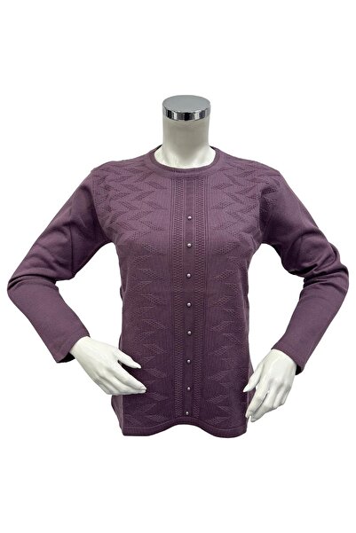 Moda Zeyn Özmoda Women's Embossed Patterned Buttoned Mother Blouse Sweater