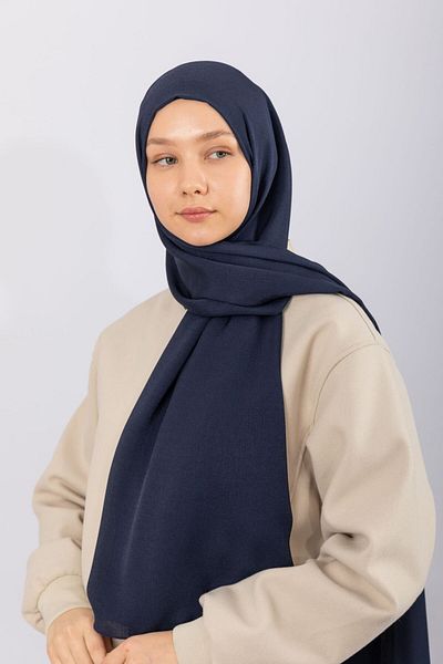 hijabchi Φυσικό Σάλι Κρεπ - Navy Blue