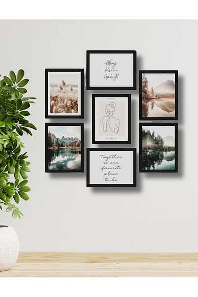 NT Handmade Set de pictură decorativă de perete Always Kiss Me cu 7 bucăți pentru camera de zi dormitor