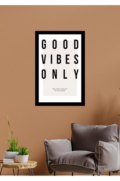 NT Handmade Decor de perete Good Vibes Only cu cadru negru - Pictură 20x30 cm pentru living dormitor
