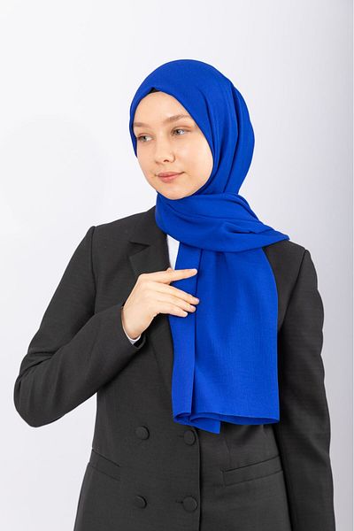 hijabchi Φυσικό Σάλι Κρεπ - Saks Blue