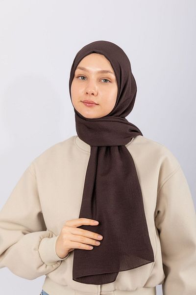hijabchi Φυσικό Σάλι Κρεπ - Bitter Brown