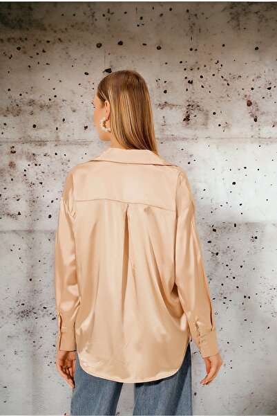 HAKKE Women's Lightly Flowing Satin Finish Shirt