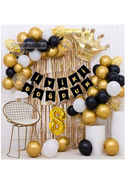 BİDOLUMUTLULUK King Crown Balloon Chain Birthday Set Happy Birthday Birthday