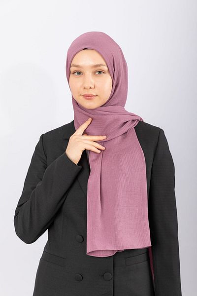 hijabchi Φυσικό Σάλι Κρεπ - Σκούρο Λιλά