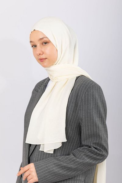hijabchi Natural Crepe Shawl - Ecru
