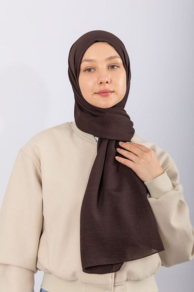 hijabchi Φυσικό Σάλι Κρεπ - Bitter Brown