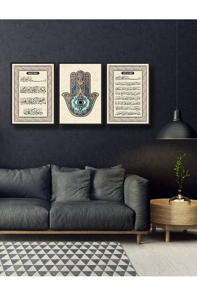 NT Handmade Set de picturi 20x30 pentru cadru negru cu aspect 3 piese Decor de perete de rugăciuni pentru sufragerie dormitor
