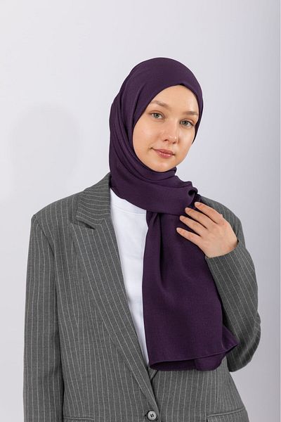 hijabchi Φυσικό Σάλι Κρεπ - Δαμάσκηνο