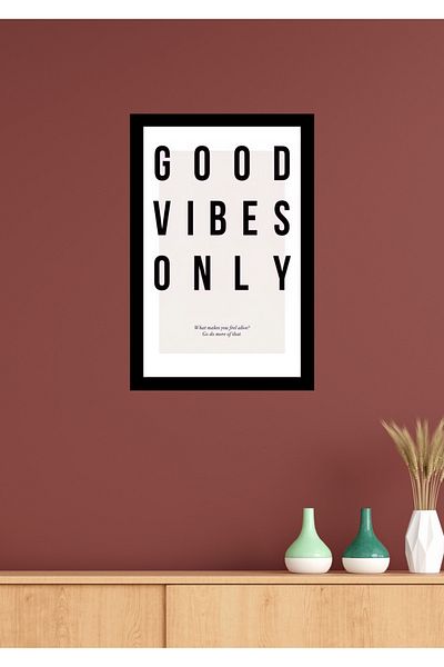 NT Handmade Decor de perete Good Vibes Only cu cadru negru - Pictură 20x30 cm pentru living dormitor