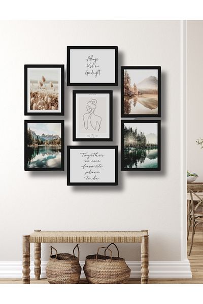 NT Handmade Set de pictură decorativă de perete Always Kiss Me cu 7 bucăți pentru camera de zi dormitor