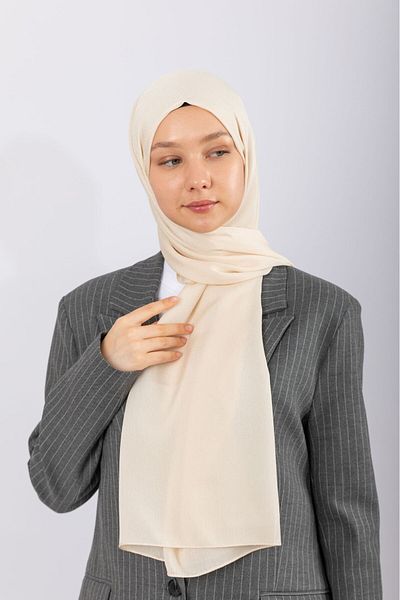 hijabchi Φυσικό Σάλι Κρέπας - Κρέμα
