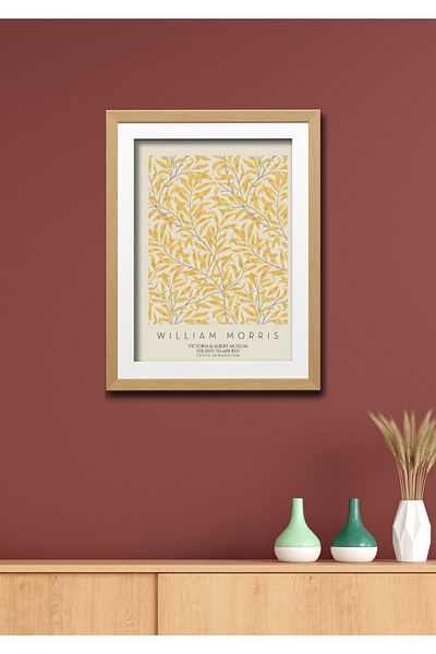 NT Handmade Decor de perete William Morris cu aspect de cadru din lemn - Pictură 20x30 cm pentru living dormitor