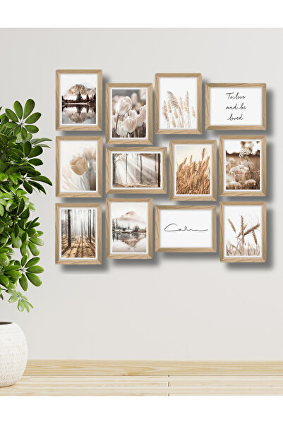 NT Handmade 12 Parça Ahşap Çerçeve Görünümlü To Love Duvar Dekoru Salon Oturma Yatak Odası için 15x20 Tablo Seti